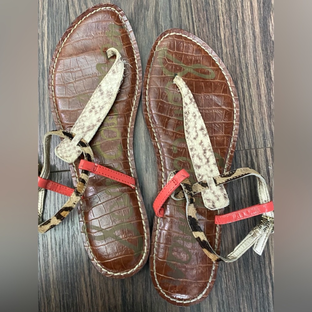 Sam Edelman Brown and Pink Strappy Sandals